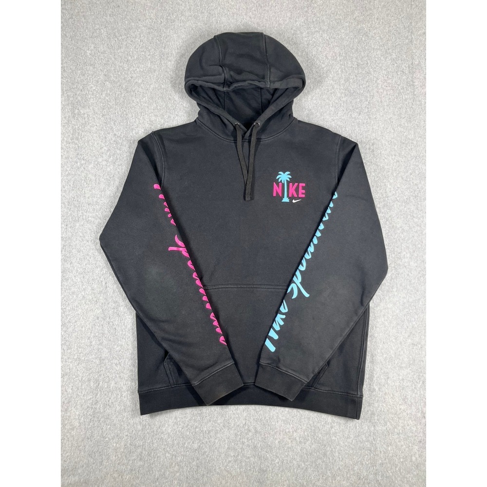 Retro Nike Hoodie South Beach Miami Black Tag Men's M Neon PullOver Sweater